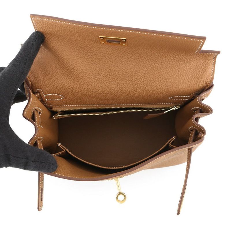 エルメス ハンドバッグ ケリー25 内縫い ゴールド/ゴールド金具 トゴ B刻印 2wayショルダー