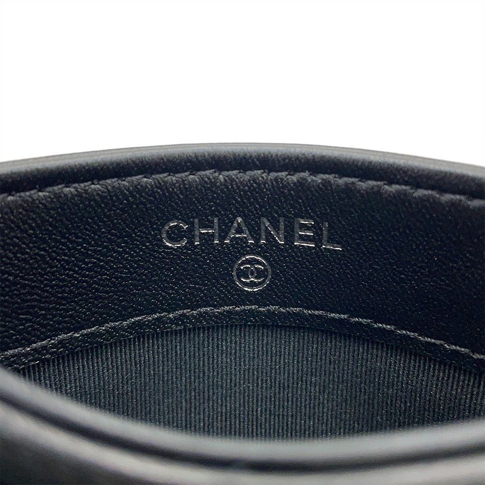 シャネル カードケース マトラッセ ココマーク ラインストーン ラムスキン AP3990 CHANEL 定期入れ 名刺入れ パスケース 黒