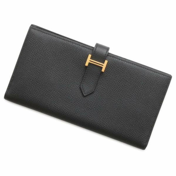 エルメス 長財布 ベアンスフレ ブラック/ゴールド金具 エプソン Z刻印 HERMES 財布 黒