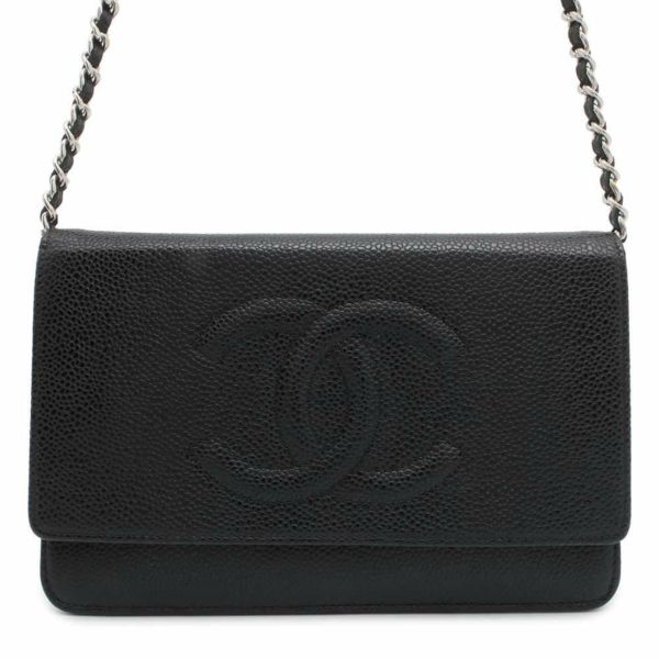 シャネル チェーンウォレット ココマーク キャビアスキン A48654 CHANEL チェーンショルダーバッグ 財布 黒 安心保証 |  中古・新品ブランド販売ギャラリーレア公式通販