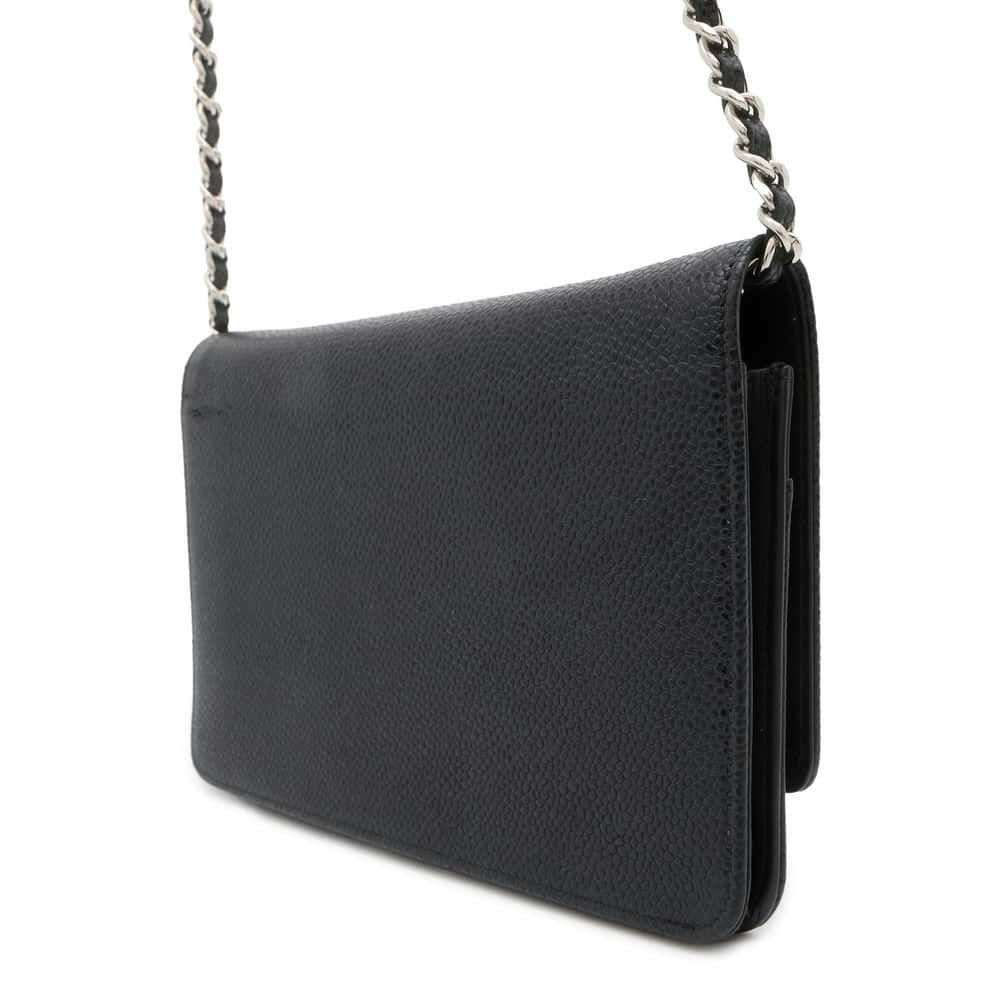 シャネル チェーンウォレット ココマーク キャビアスキン A48654 CHANEL チェーンショルダーバッグ 財布 黒