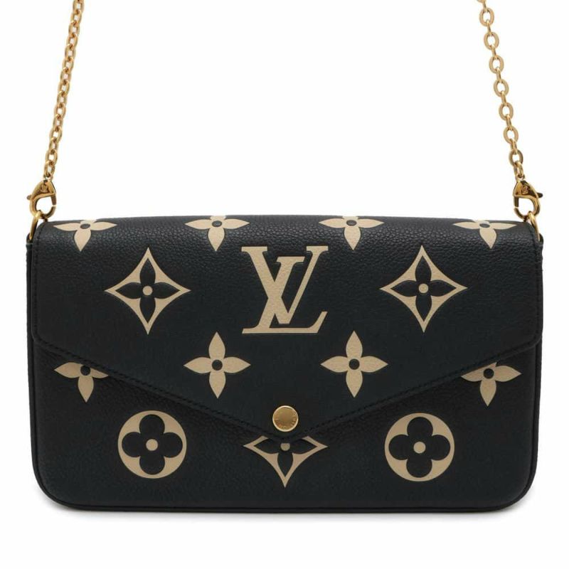 ルイヴィトン チェーンウォレット バイカラー モノグラム・アンプラント ポシェット・フェリシー M80482 黒