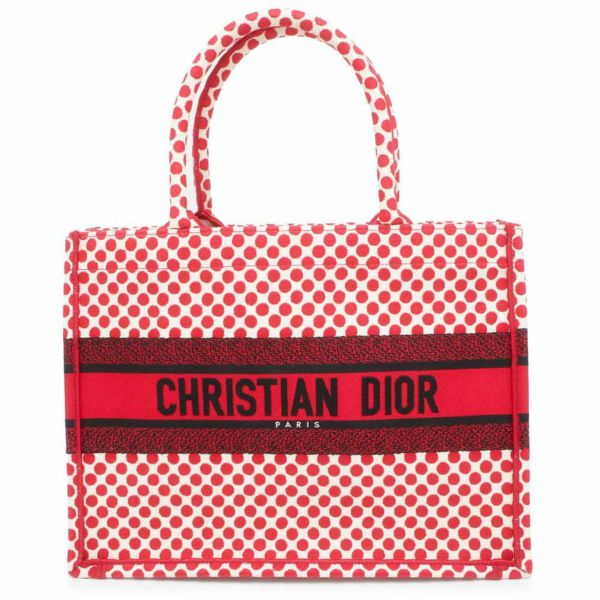 クリスチャン・ディオール トートバッグ ブックトート ポルカドット ミディアム キャンバス Christian Dior 黒 白