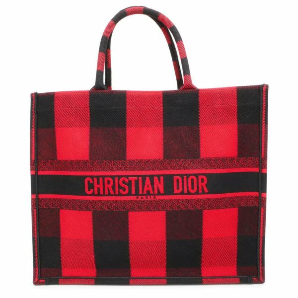 クリスチャン・ディオール トートバッグ ブックトート チェック柄 ラージ Christian Dior バッグ 黒