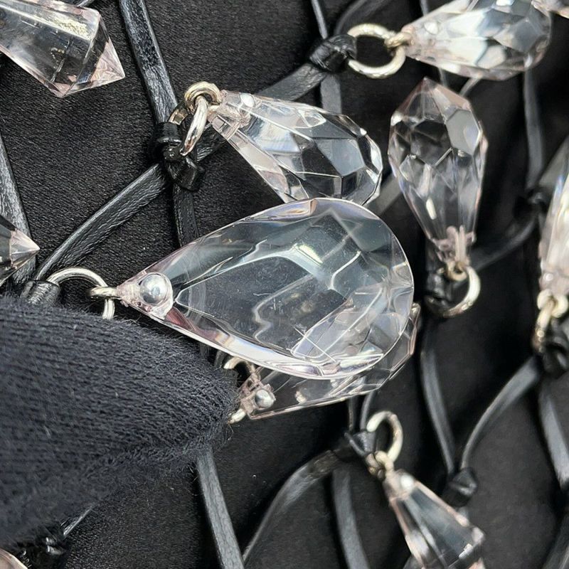 プラダ チェーンショルダーバッグ ビジュー 巾着バッグ サテン PRADA 黒