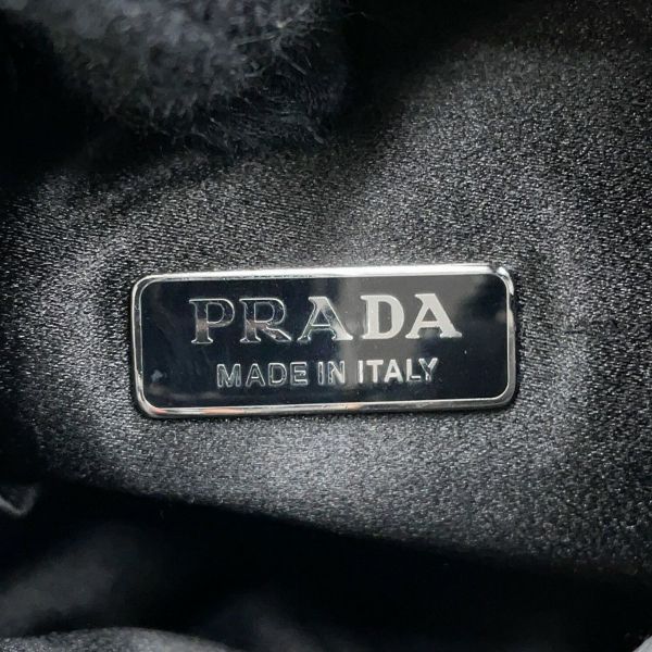 プラダ チェーンショルダーバッグ ビジュー 巾着バッグ サテン PRADA 黒