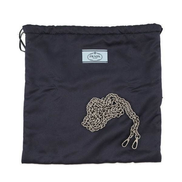 プラダ チェーンショルダーバッグ ビジュー 巾着バッグ サテン PRADA 黒