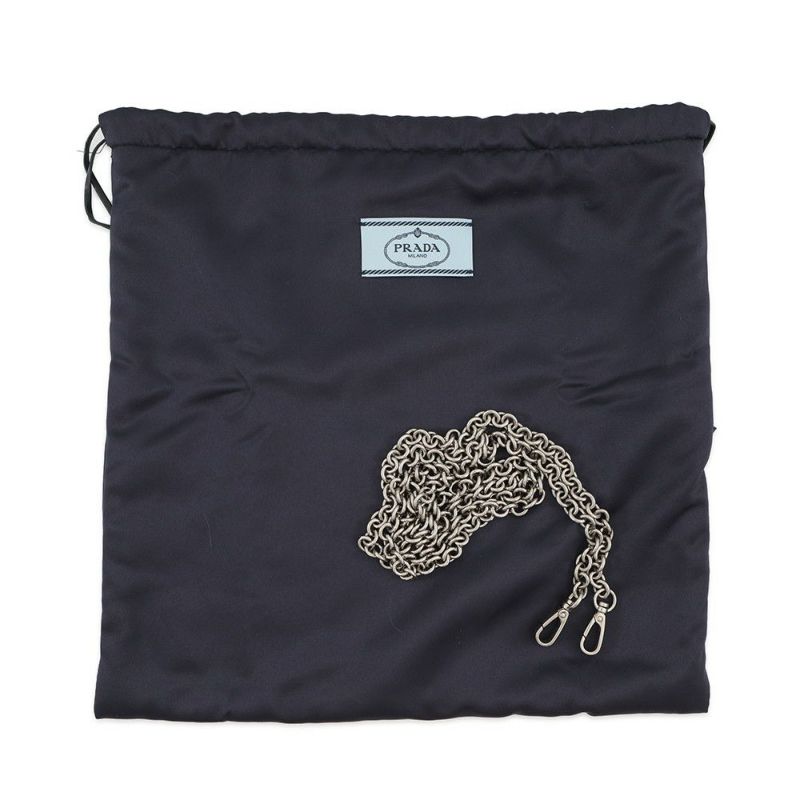 プラダ チェーンショルダーバッグ ビジュー 巾着バッグ サテン PRADA 黒