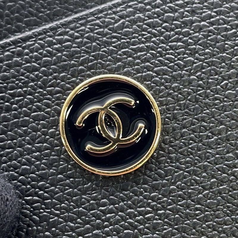 シャネル カードケース ココマーク ココボタン レザー CHANEL 財布 黒