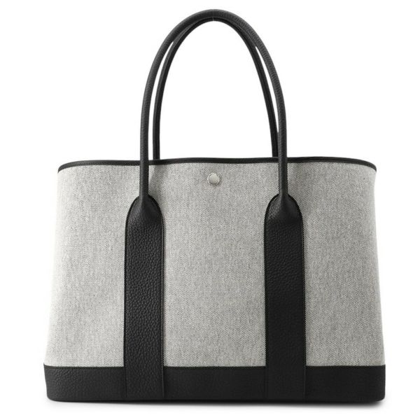 エルメス トートバッグ ネオ・ガーデン ヴォヤージュ ブラック/エクリュ/シルバー金具 トワルオフィシェ/ネゴンダ K刻印 黒