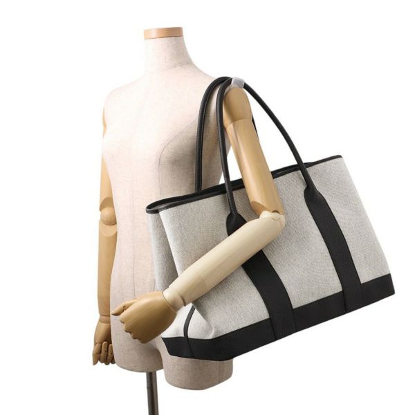 エルメス トートバッグ ネオ・ガーデン ヴォヤージュ ブラック/エクリュ/シルバー金具 トワルオフィシェ/ネゴンダ K刻印 黒