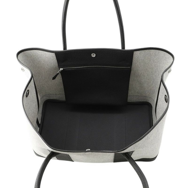 エルメス トートバッグ ネオ・ガーデン ヴォヤージュ ブラック/エクリュ/シルバー金具 トワルオフィシェ/ネゴンダ K刻印 黒