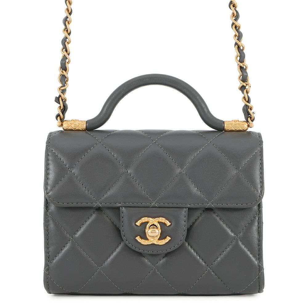 シャネル チェーンショルダーバッグ マトラッセ ココマーク トップハンドル ラムスキン AS4956 CHANEL