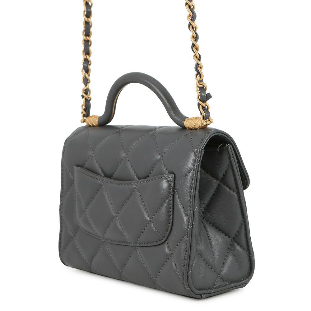 シャネル チェーンショルダーバッグ マトラッセ ココマーク トップハンドル ラムスキン AS4956 CHANEL