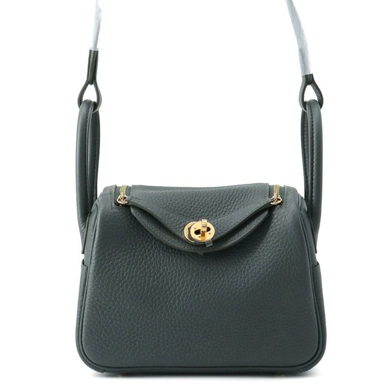 エルメス ハンドバッグ リンディ ミニ ヴェールマングローブ/ゴールド金具 トリヨンクレマンス K刻印 2wayショルダー