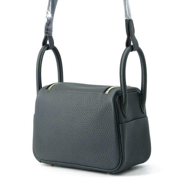 エルメス ハンドバッグ リンディ ミニ ヴェールマングローブ/ゴールド金具 トリヨンクレマンス K刻印 2wayショルダー