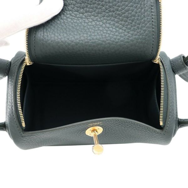 エルメス ハンドバッグ リンディ ミニ ヴェールマングローブ/ゴールド金具 トリヨンクレマンス K刻印 2wayショルダー