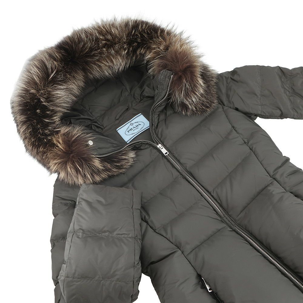 プラダ ダウンコート ブルーフォックスファー レディースサイズ36S 290696 PRADA ダウンジャケット