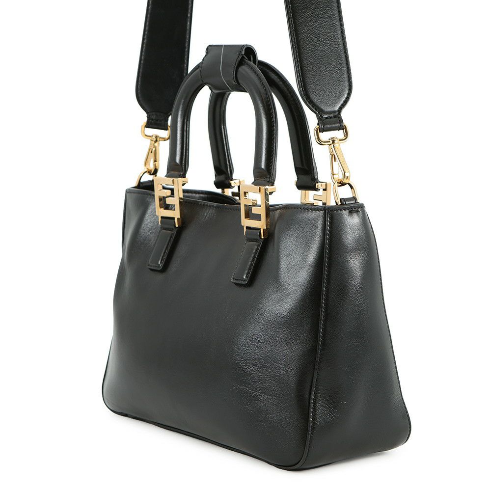 フェンディ ハンドバッグ セレリア FF トート スモール レザー 8BH367 2way FENDI ショルダーバッグ 黒