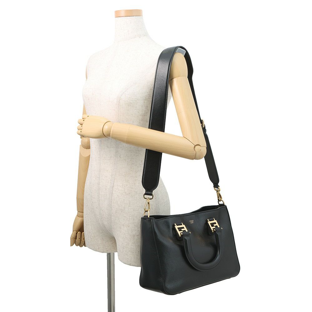フェンディ ハンドバッグ セレリア FF トート スモール レザー 8BH367 2way FENDI ショルダーバッグ 黒