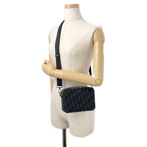 クリスチャン・ディオール ショルダーバッグ オブリーク ジャカード ジップポーチ キャンバス 2OBBC119YSE Christian Dior 黒