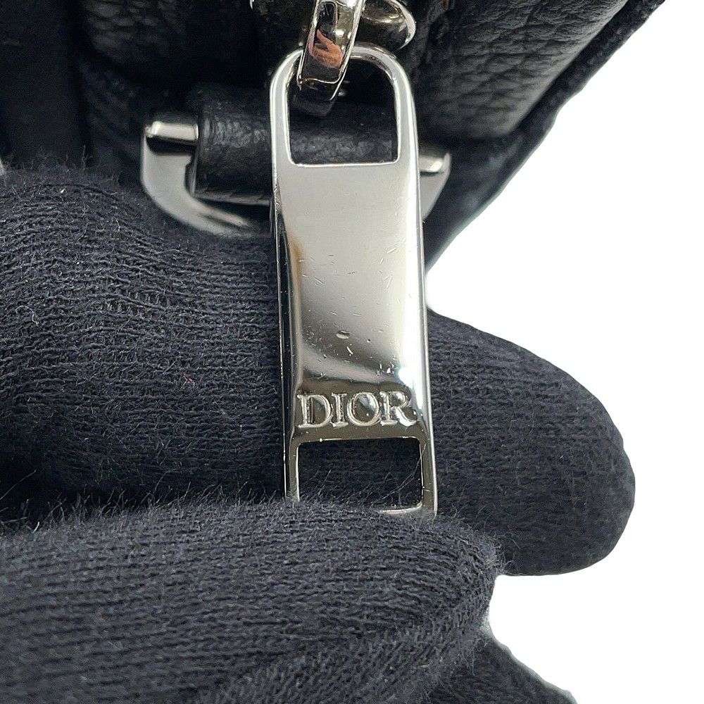 クリスチャン・ディオール ショルダーバッグ オブリーク ジャカード ジップポーチ キャンバス 2OBBC119YSE Christian Dior 黒