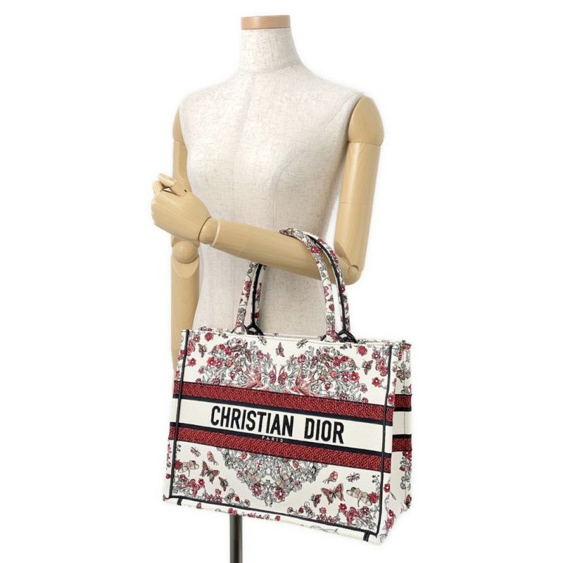 クリスチャン・ディオール トートバッグ ル クール デ パピヨン ブックトート ミディアム M1296ZEEI Dior 白