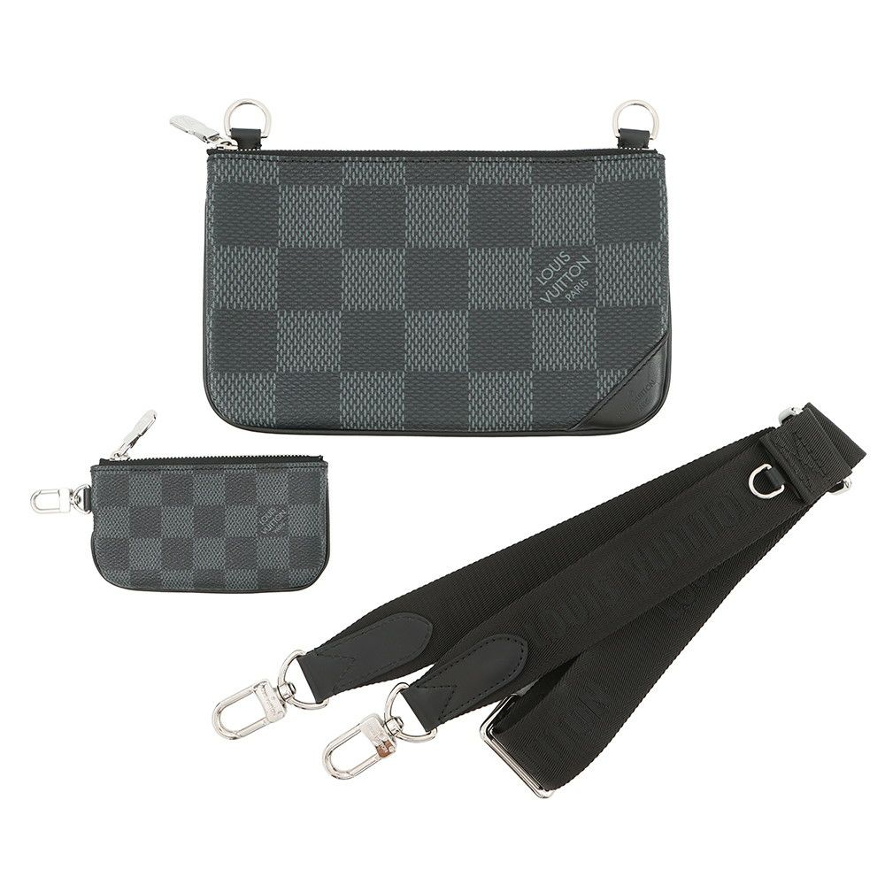 ルイヴィトン ショルダーバッグ ダミエ・グラフィット 3D トリオ・メッセンジャー N50017 LOUIS VUITTON ブラック 黒