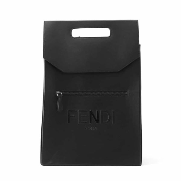 フェンディ リュック ロゴ レザー 7VZ060 FENDI バッグ バックパック 黒 2way