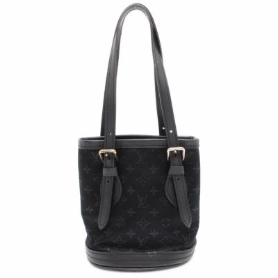ルイヴィトン ハンドバッグ モノグラム サテン リトル バケット M92144 LOUIS VUITTON ヴィトン ミニバッグ ポーチ 黒 安心保証