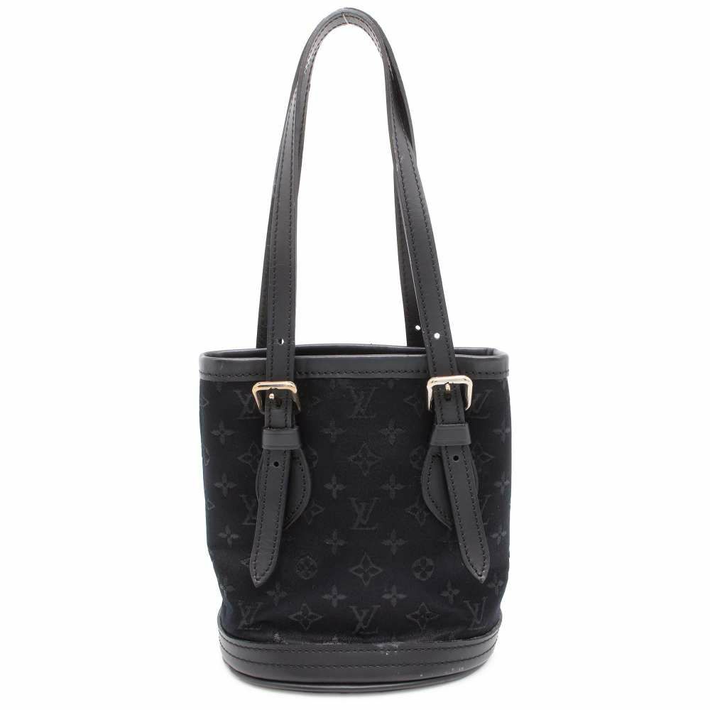 ルイヴィトン ハンドバッグ モノグラム サテン リトル バケット M92144 LOUIS VUITTON ヴィトン ミニバッグ ポーチ 黒