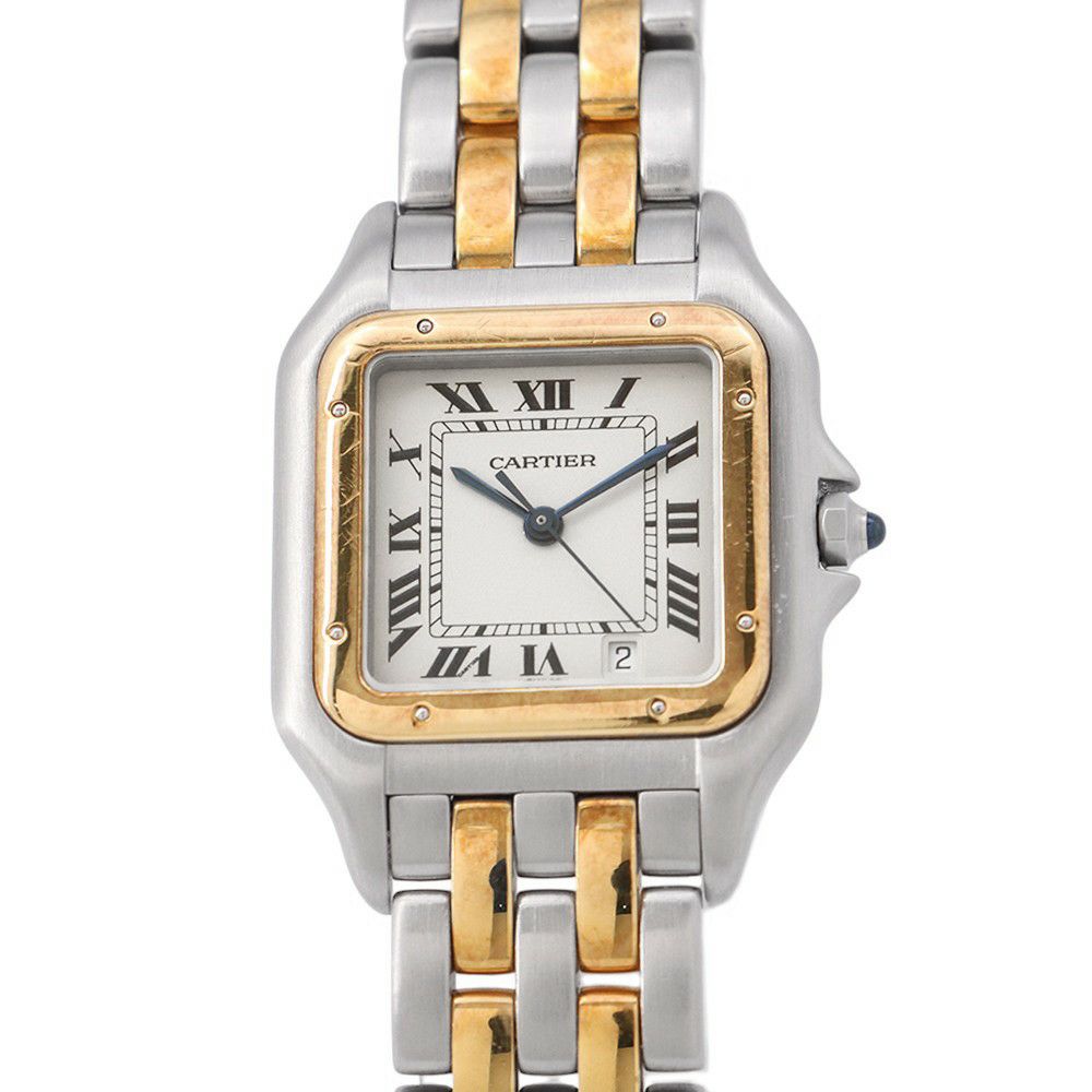 カルティエ パンテールMM 2ロウ W25028B6 SS/K18イエローゴールド Cartier 腕時計 アイボリー文字盤 クォーツ