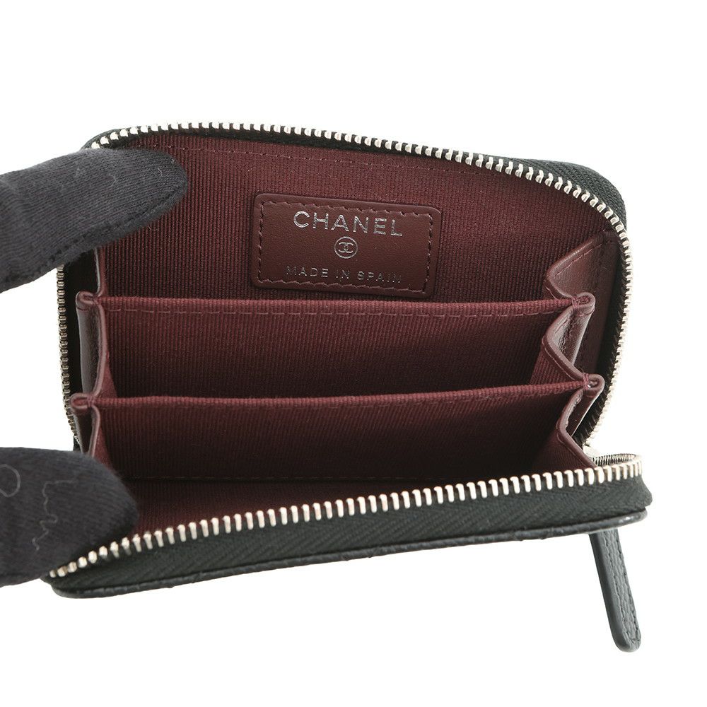 シャネル コインケース マトラッセ ココマーク キャビアスキン AP0216 CHANEL 財布 黒