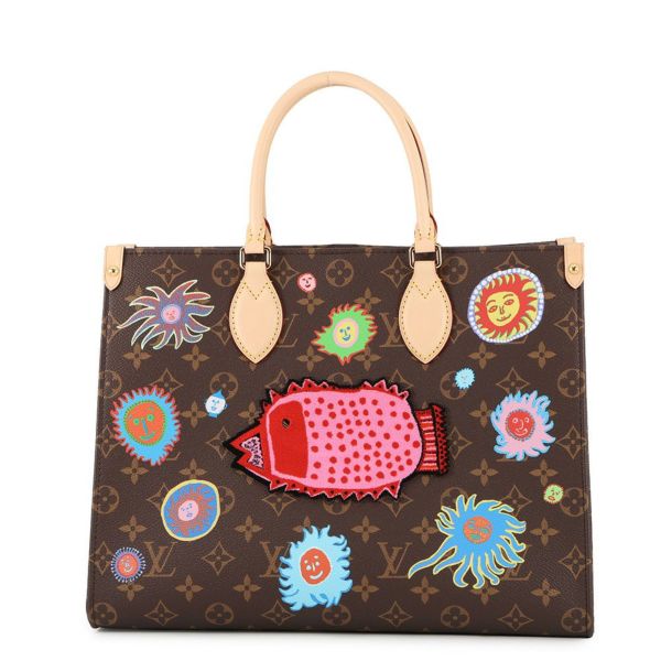 ルイヴィトン トートバッグ モノグラム LV × YK オンザゴー MM M46429 ヴィトン バッグ 2way ショルダー 草間彌生 コラボ