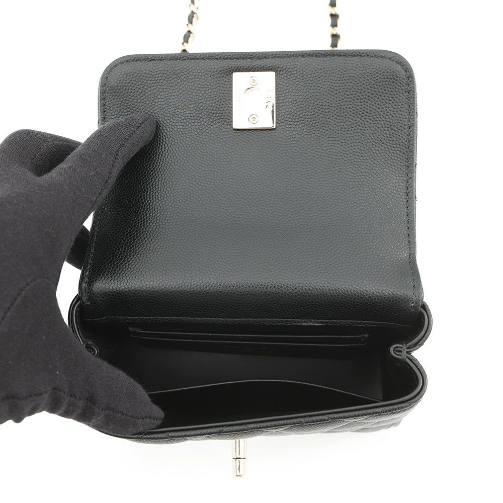 シャネル ハンドバッグ マトラッセ ココハンドル ミニミニ キャビアスキン AP4244 2wayチェーンショルダー 黒