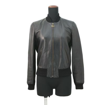 グッチ ライダースジャケット ラムレザー レディースサイズ38 543604