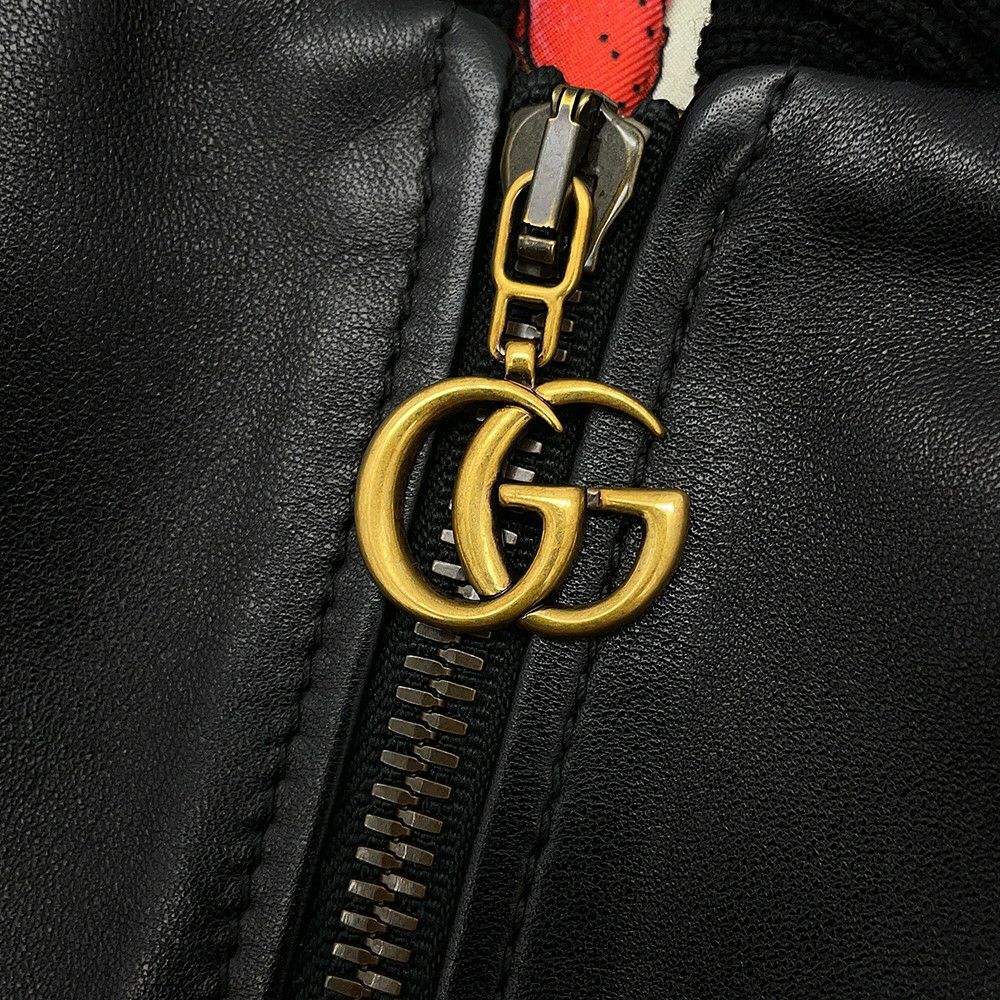 グッチ ジャケット レザー ブルゾン レディースサイズ36 GUCCI アウター 黒