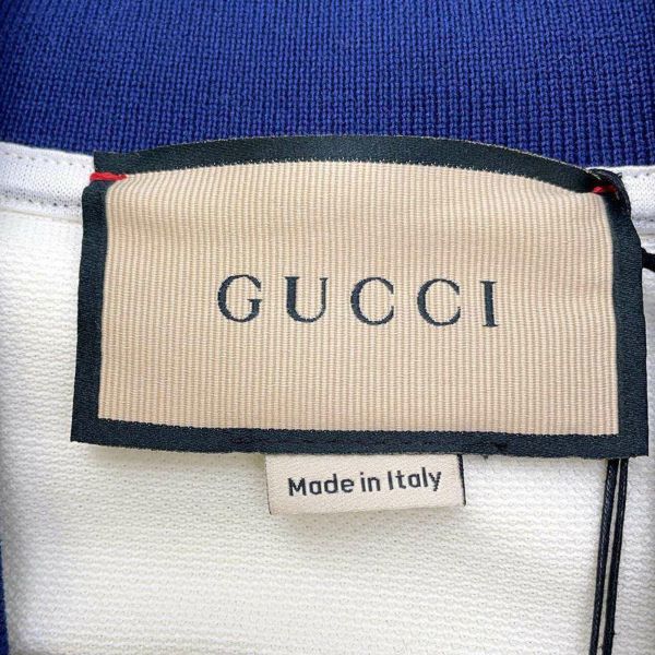 グッチ ポロシャツ コットンピケ Vネック ロゴ 737667 メンズサイズXS GUCCI 半袖 トップス 白