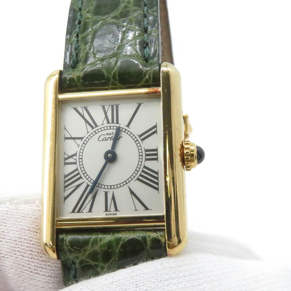 カルティエ マストタンク ヴェルメイユ SM W1005554 Cartier 腕時計 クォーツ シルバー文字盤