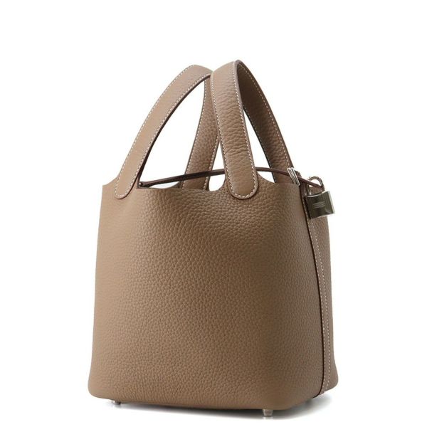 エルメス ハンドバッグ ピコタンロックPM エトゥープ/シルバー金具 トリヨンクレマンス K刻印