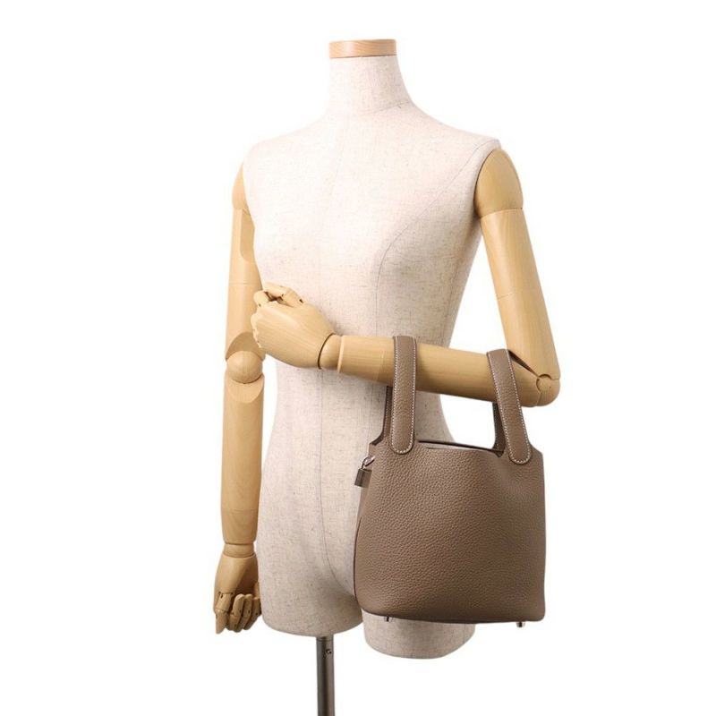 エルメス ハンドバッグ ピコタンロックPM エトゥープ/シルバー金具 トリヨンクレマンス K刻印