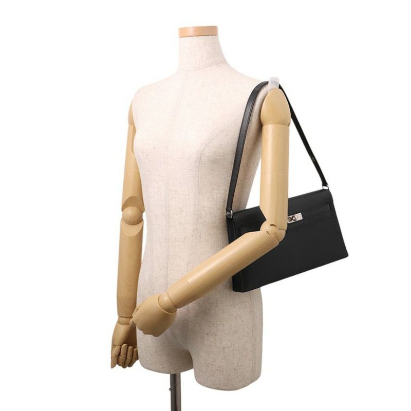 エルメス クラッチバッグ ケリーエラン ブラック/シルバー金具 シェ―ブルシャムキラ W刻印 2wayショルダー 黒