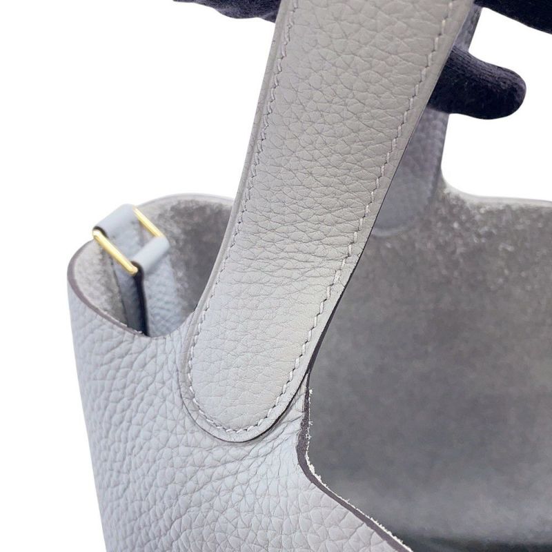 エルメス ハンドバッグ ピコタンロックMM グリパンタン/シャンパンゴールド金具 トリヨンクレマンス K刻印