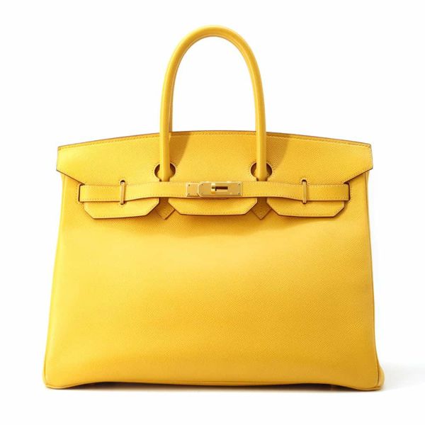 エルメス バーキン35 イエロー/ゴールド金具 クシュベル □D刻印 HERMES Birkin ハンドバッグ