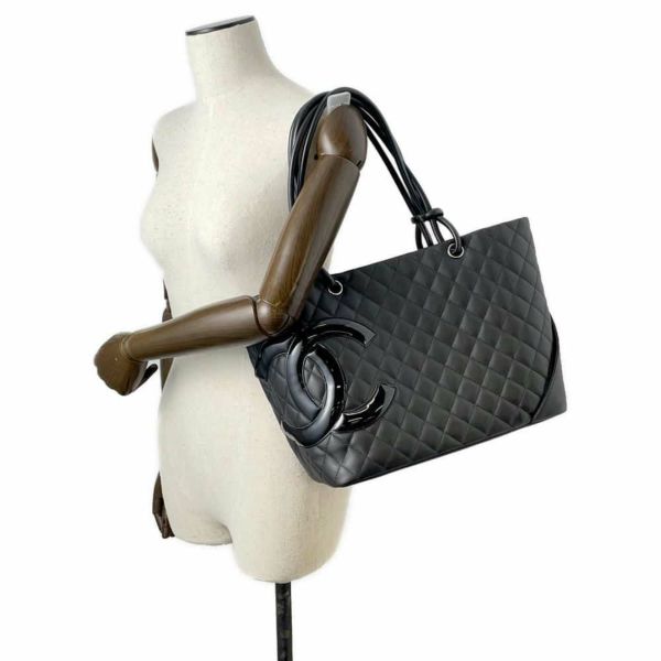 シャネル トートバッグ カンボンライン ラージ ココマーク レザー パテント A25169 CHANEL 黒