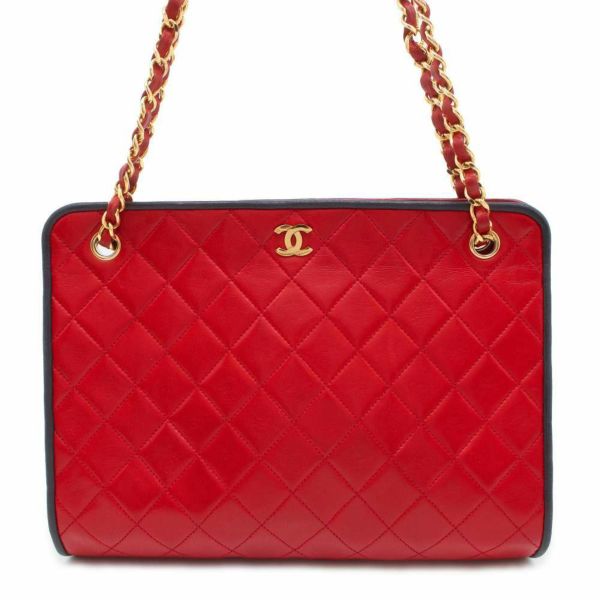 シャネル チェーンショルダーバッグ マトラッセ ココマーク ラムスキン CHANEL トートバッグ