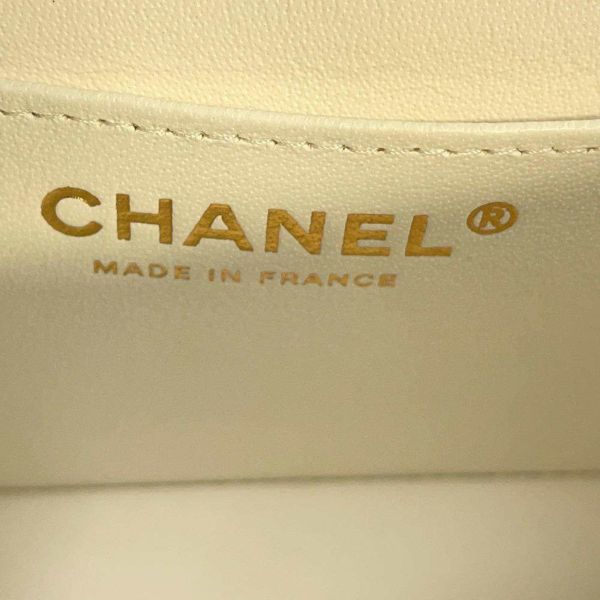 シャネル チェーンショルダーバッグ ココマーク マトラッセ ラムスキン A69900 CHANEL ミニ フラップ 白 黒