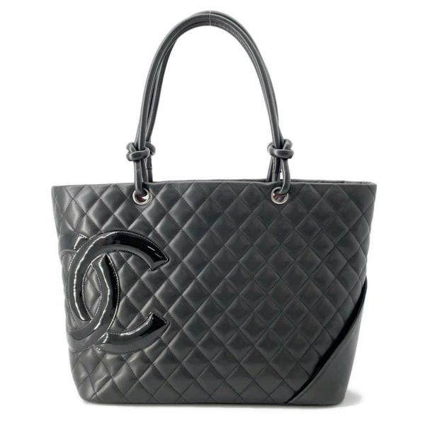 シャネル トートバッグ カンボンライン ラージ ココマーク レザー パテント A25169 CHANEL 黒