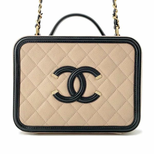 シャネル チェーンショルダーバッグ CCフィリグリー バニティ キャビアスキン A93343 CHANEL 黒