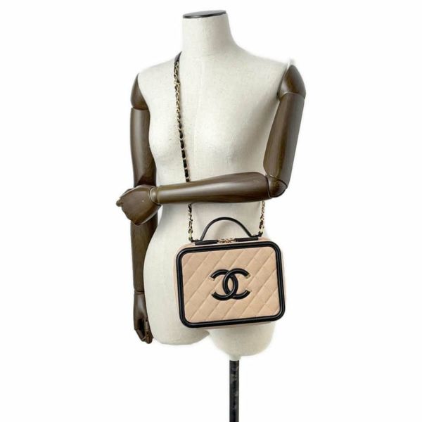 シャネル チェーンショルダーバッグ CCフィリグリー バニティ キャビアスキン A93343 CHANEL 黒